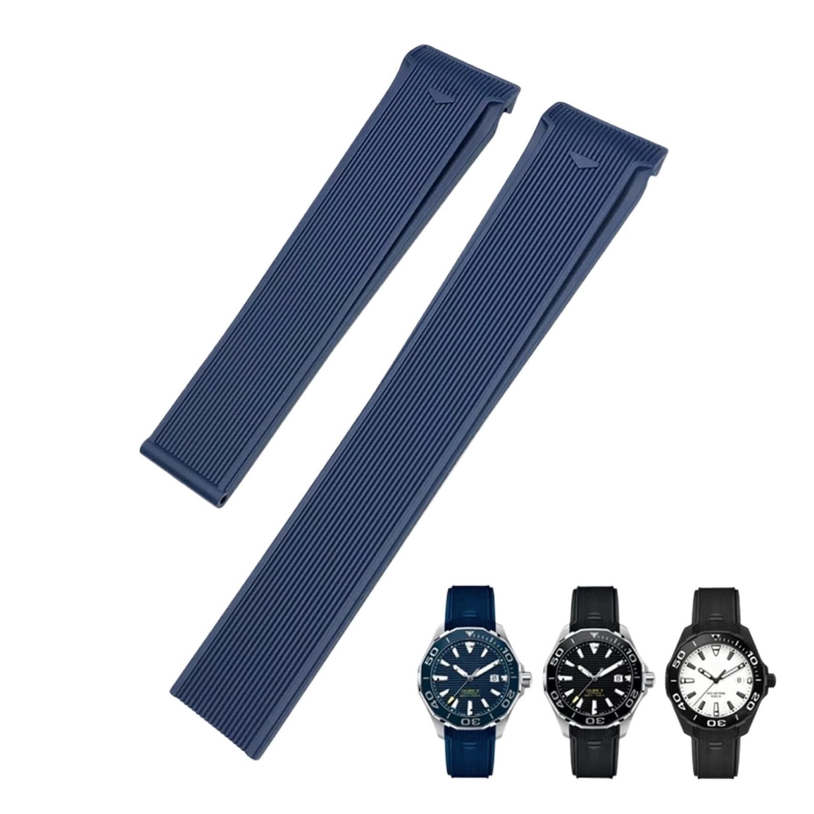 Gumowy silikonowy pasek do zegarka 20 mm 22 mm pasuje do Tag Heuer F1 CARRERA AQUARACER 300 WAY201A WAY211C Akcesoria do paska do zegarka (niebieski bez klamry, 21 mm)
