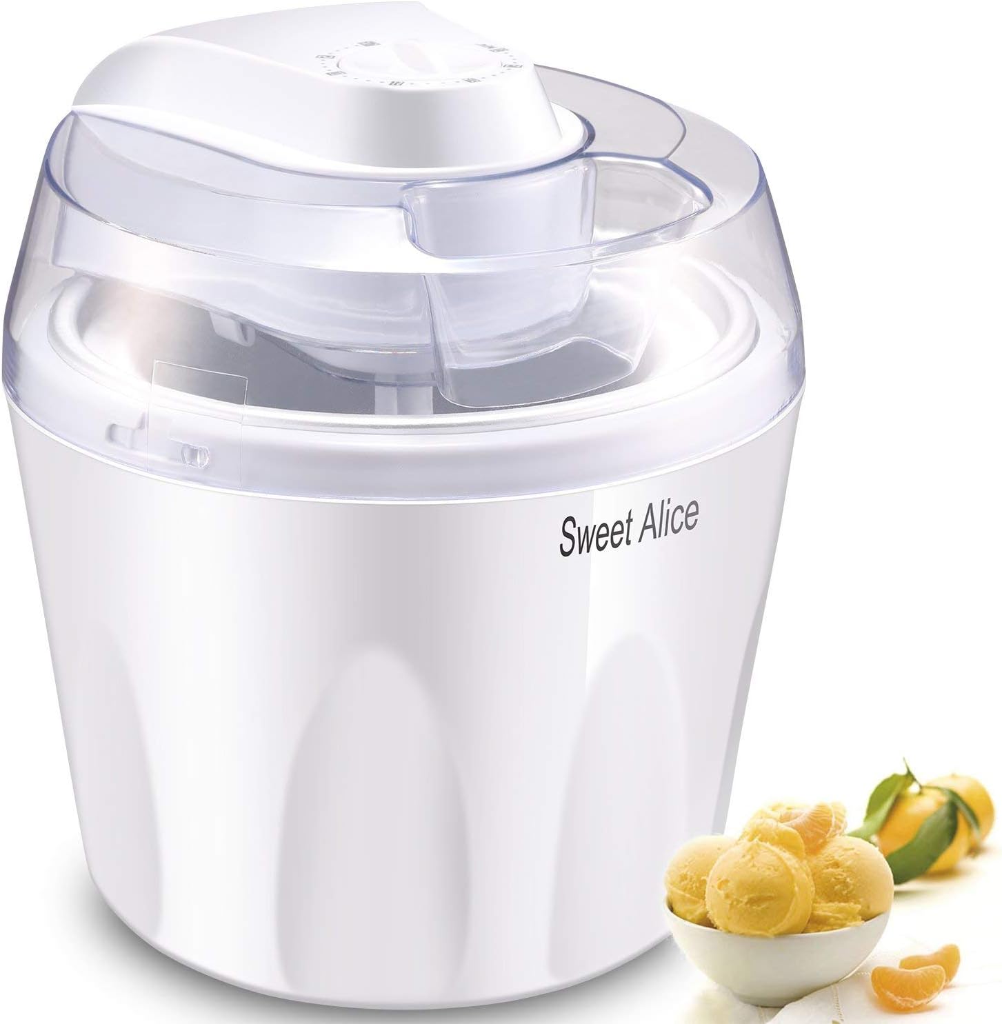 Ice Cream Maker, Sweet Alice 1.5 liter Ice Cream Maker, 3 in 1 Ice Cream Maker, with Timer & Recipe Suggestions, Sorbet Machine Yogurt Maker, Ice Cream Makers White for the Home