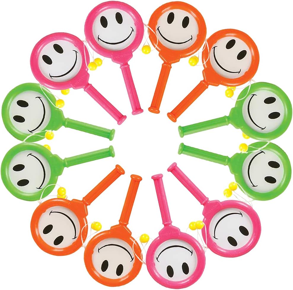 ArtCreativity Smile Hand Drums, Set of 12, Musical Toys for Kids in Assorted Colors, Easy to Play Musical Instruments for Children, Noisemakers for Parties, Music Party Favors and Goodie Bag Fillers