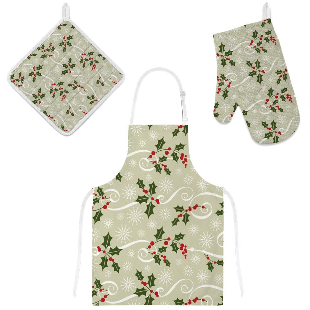 Tablier de cuisine 3 pièces et maniques Noël, idée cadeau utile