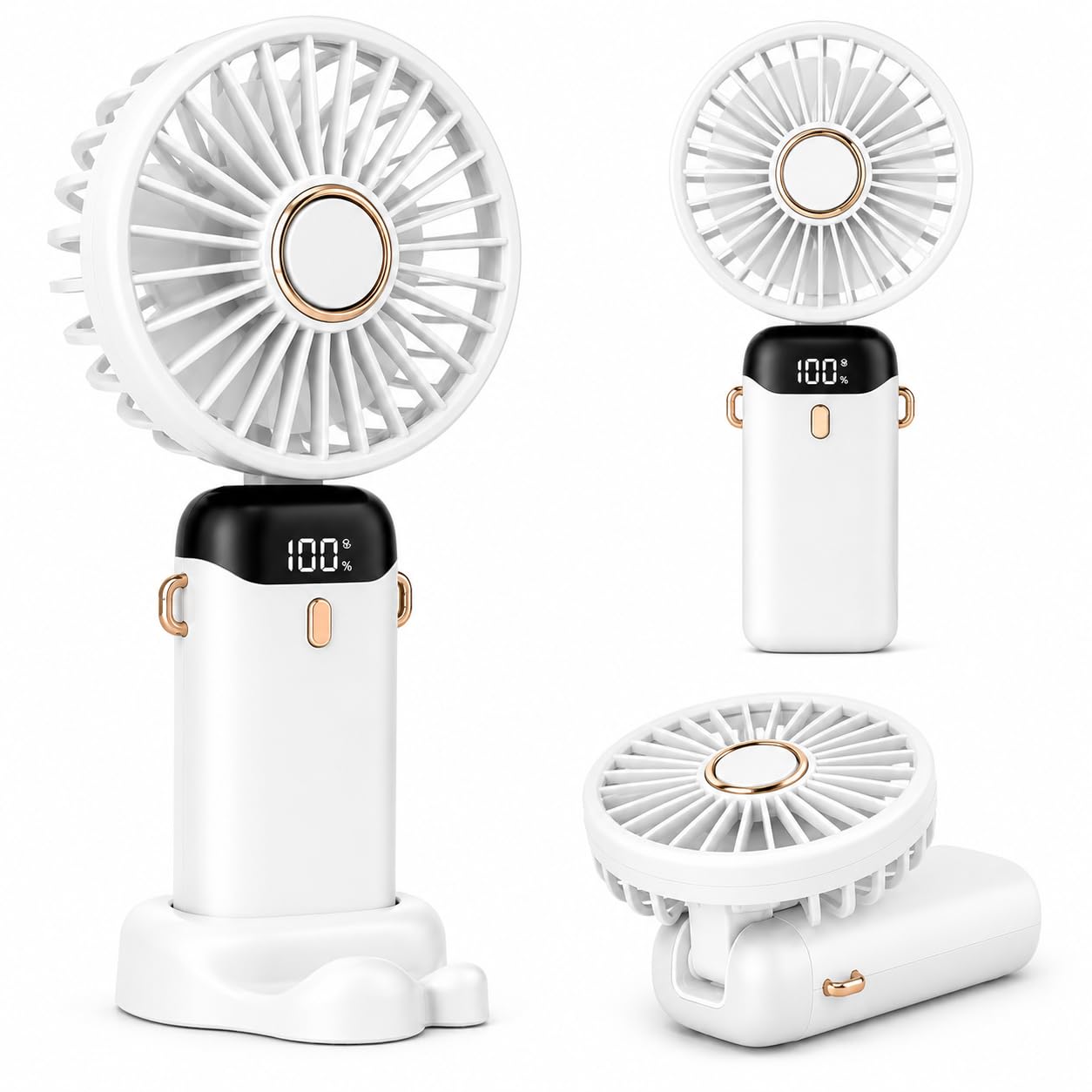 REYSOL Portable Rechargeable Handheld Fan | Type-C Charging | 5 Speed Modes | Mobile Stand | Personal Cooling Fan for Travel, Office, Home & Outdoor Use (Portable Fan With Digital Display White)-picture-26