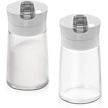 Glass Sugar Dispenser with Automatic Folding Spout Weighted Pourer Sugar Container 250ml Sugar Bowl Scattered Glass Salt Jar Coffee Bar Accessories Pack of 2 Gray