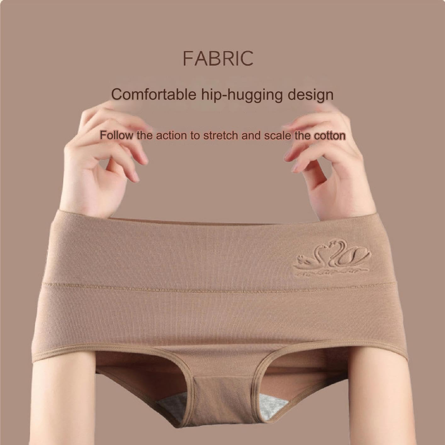 Mutande Donna Femminile Ad Alta Vita di Grandi Dimensioni Comode Cotone Biancheria Intima da Donna Slip da Donna 7a Antibatterico, Pacchetto da 5-Camel 5pc-160 M