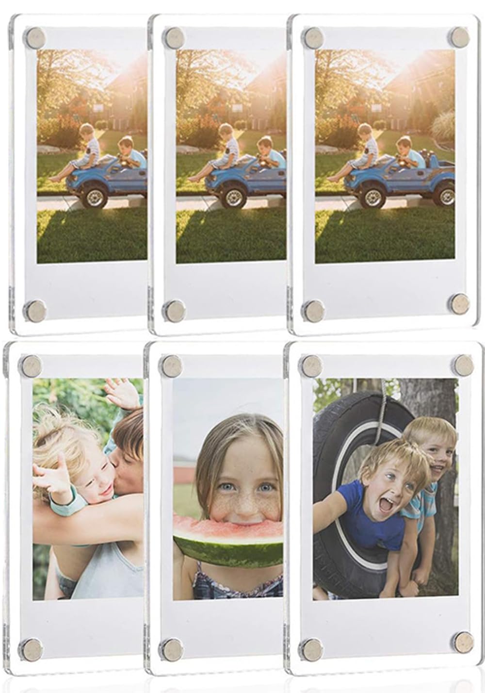 Acrylic Fridge Magnetic Photo Frame, Clear Mini Frames for Instant Photos,Magnet Double Sided Refrigerator Mini Picture Frame Clear Picture Display Frame 2.36 x 3.54 Inch,6Pack