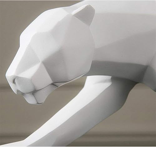 Miniatura 3 de Abstracto Estatuas De Leopardo Panther Escultura Mano Anhelada Animal Resina Decoración Moderno Para El Hogar Grande Blanco
