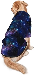 Space Galaxy Dog Hoodie Sweater with Leash Hole and Pocket Cold Weather Clothes for Medium Large Dogs