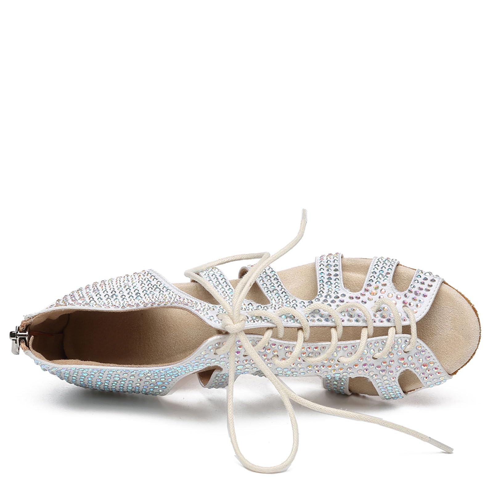 SWDZM Stivali da Ballo Latino Americano Donna con Punta Aperta Tacchi Caviglia Salsa Comode Scarpe da Ballo Professionali