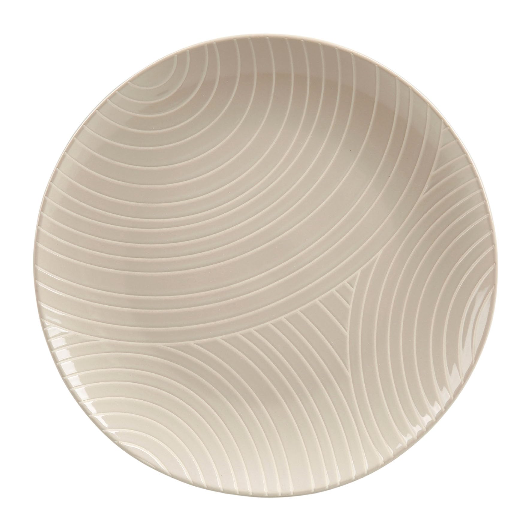 GENEVIEVE LETHU 536138 Beige Stoneware Dinner Plate Ø 27 cm - Collection MURMURE Graphique - Plate with Relief Decor