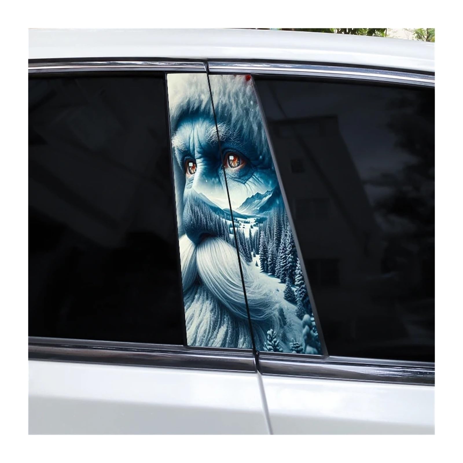 Car Side Decals 2pcs Christmas Kind Interesting Santa Claus Car B-Pillar Sticker Sunscreen Cover Scratches Center Column Decal(Style R)