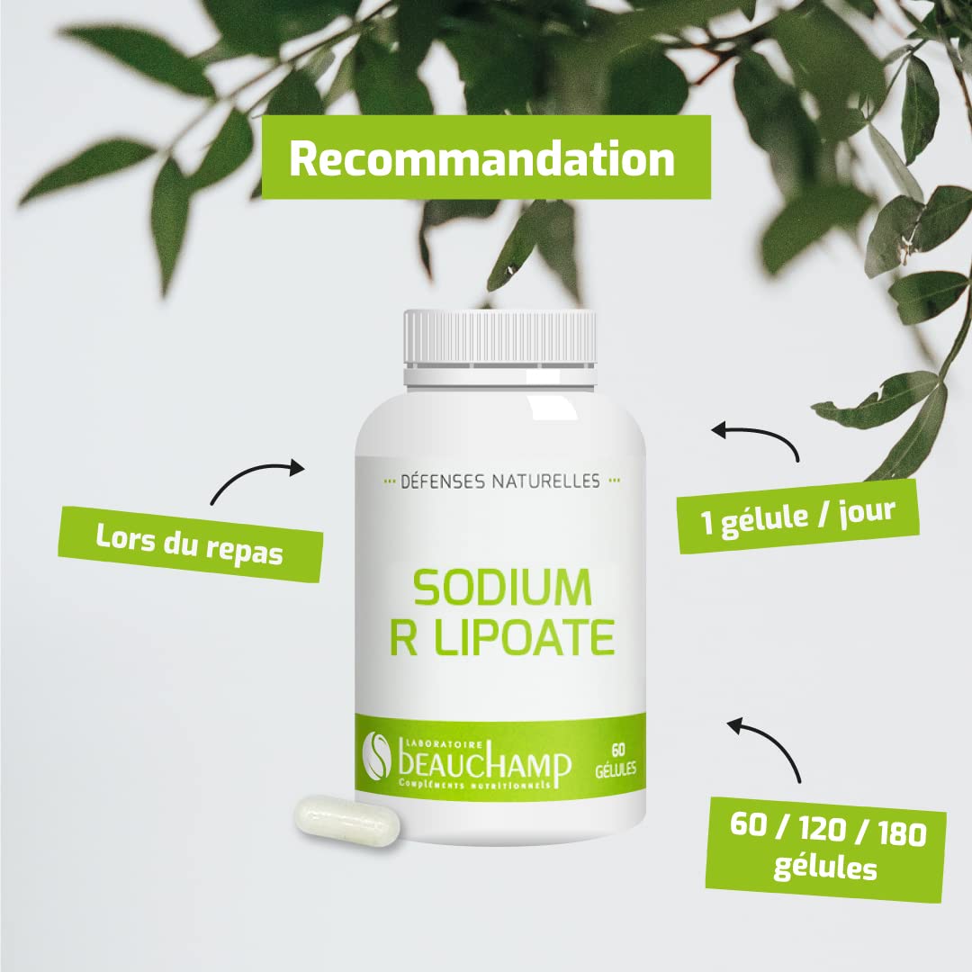 Complément alimentaire SODIUM R LIPOATE 300 MG - 60 gélules - Puissant antioxydant - Défenses naturelles - Développé en France