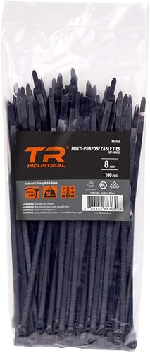 TR Industrial Multi-Purpose UV Resistant Black Cable Ties, 8 inches, 500 Pack