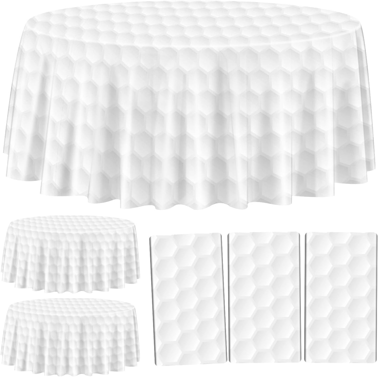 3Pcs Golf Tablecloths - White Golf Pattern Table Covers for Kids Sports Birthday Party Supplies, 84inch