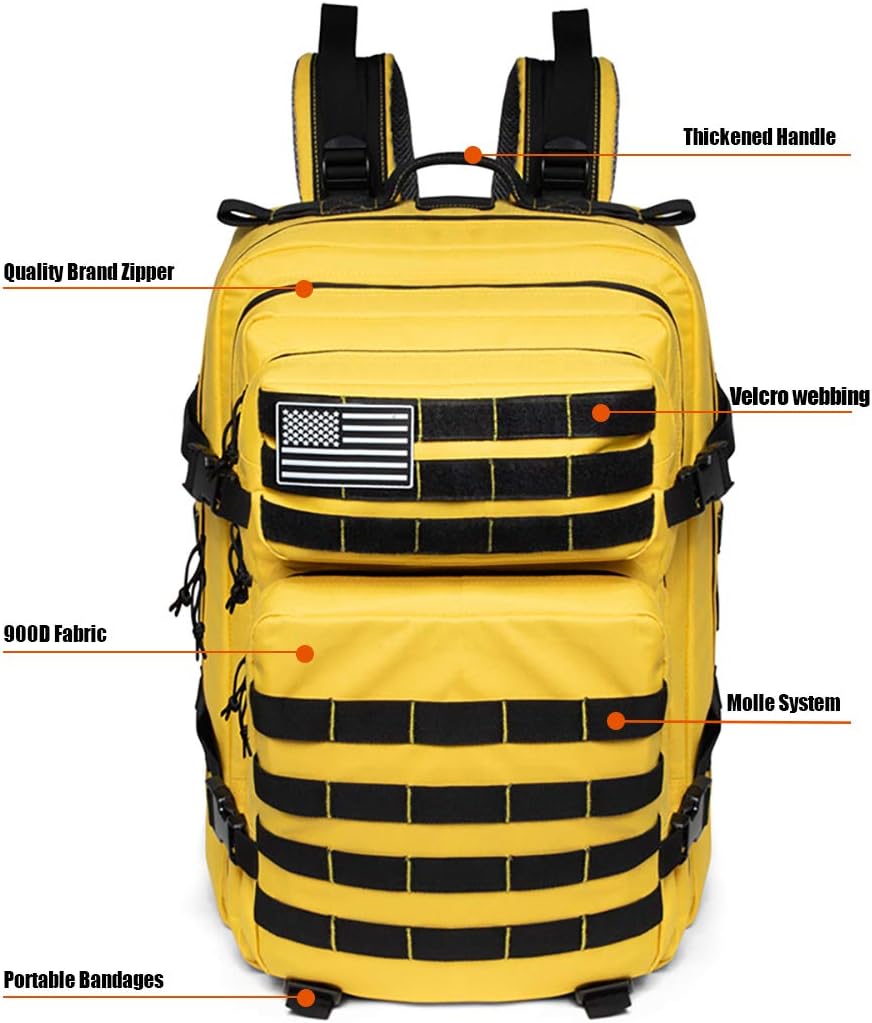 QT&QY 45L Military Tactical Backpacks Molle Army Assault Pack 3 Day Bug Out Bag Hiking Treeking Rucksack… - Image 3