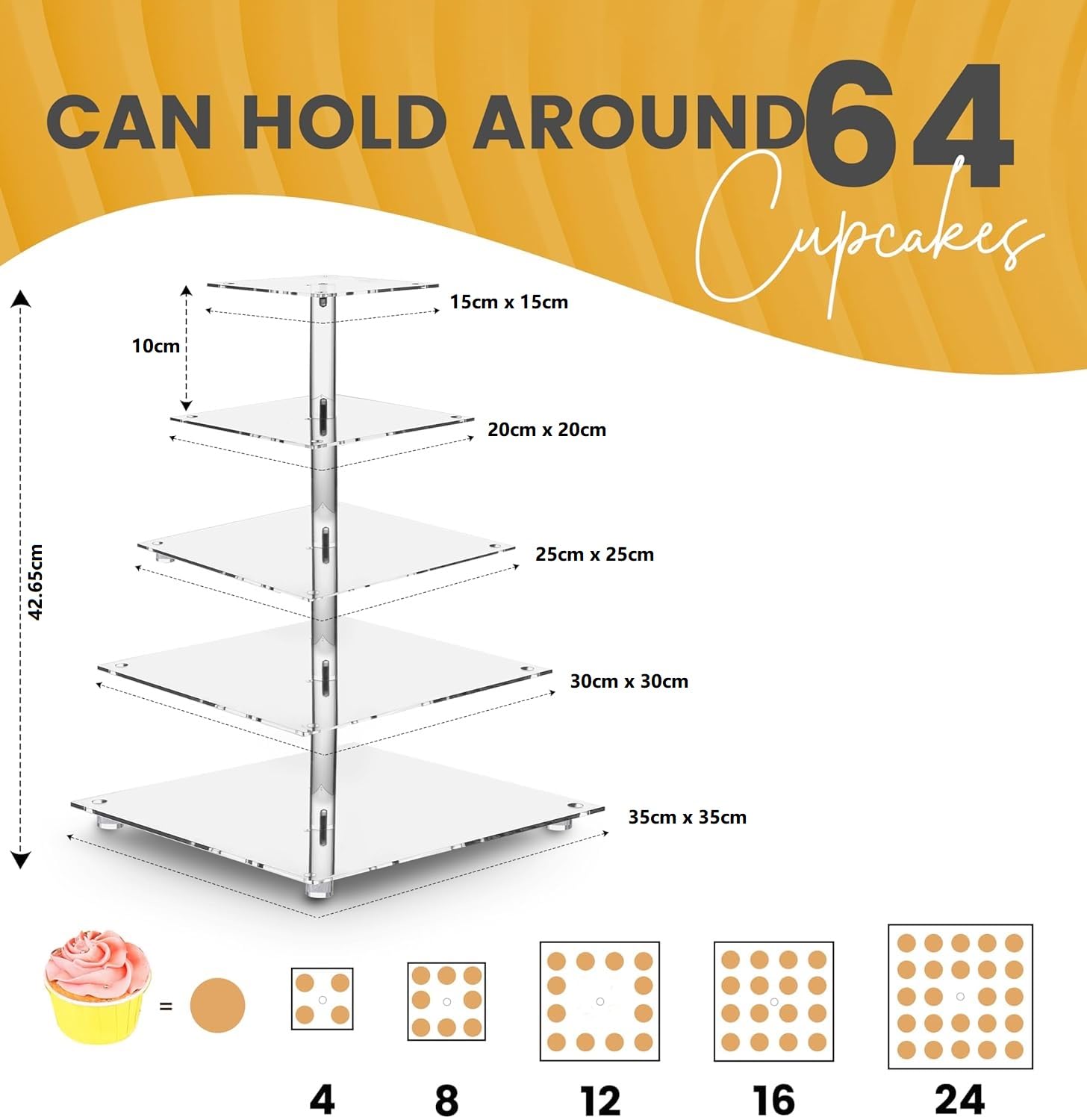 Torre Per Cupcake 5 Livelli Con Luci LED - Ideale Per Feste E Matrimoni - Foto 5