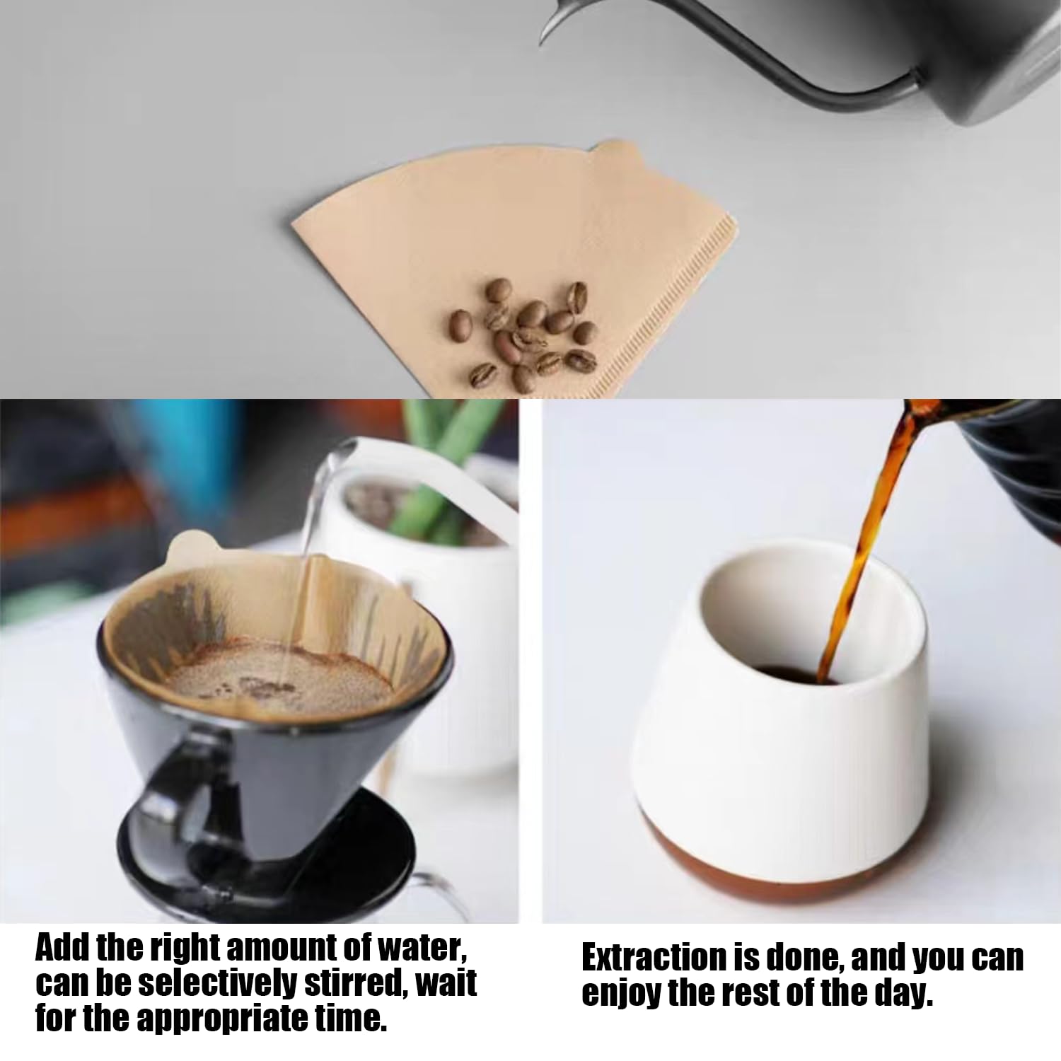200 Pcs Filtres à Café Taille 2 Non Blanchis - Cônes Jetables Pour Cafetière Verseuse