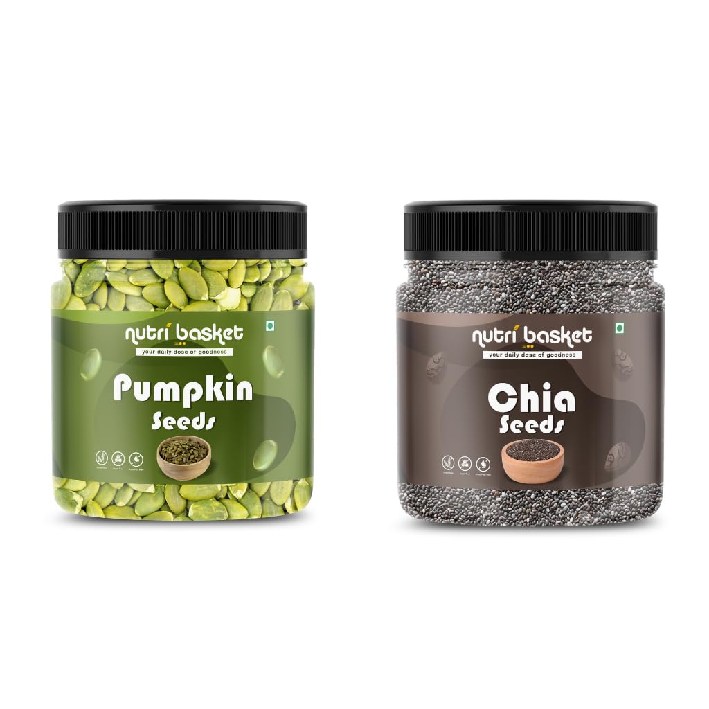NUTRIBASKET Chia Seeds & Pumpkin Seeds Combo – 500g (250g Each) | High in Omega-3, Fiber, Protein & Antioxidants | Super Seeds for Digestion, Bone Strength, Energy & Weight Management | Vegan Snack-picture-29