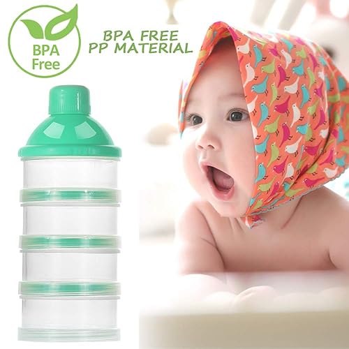 Miniatura 6 de Accmor Dispensador de fórmula sobre la marcha, contenedor apilable de fórmula de 4 compartimentos para viajes, contenedor de leche en polvo para