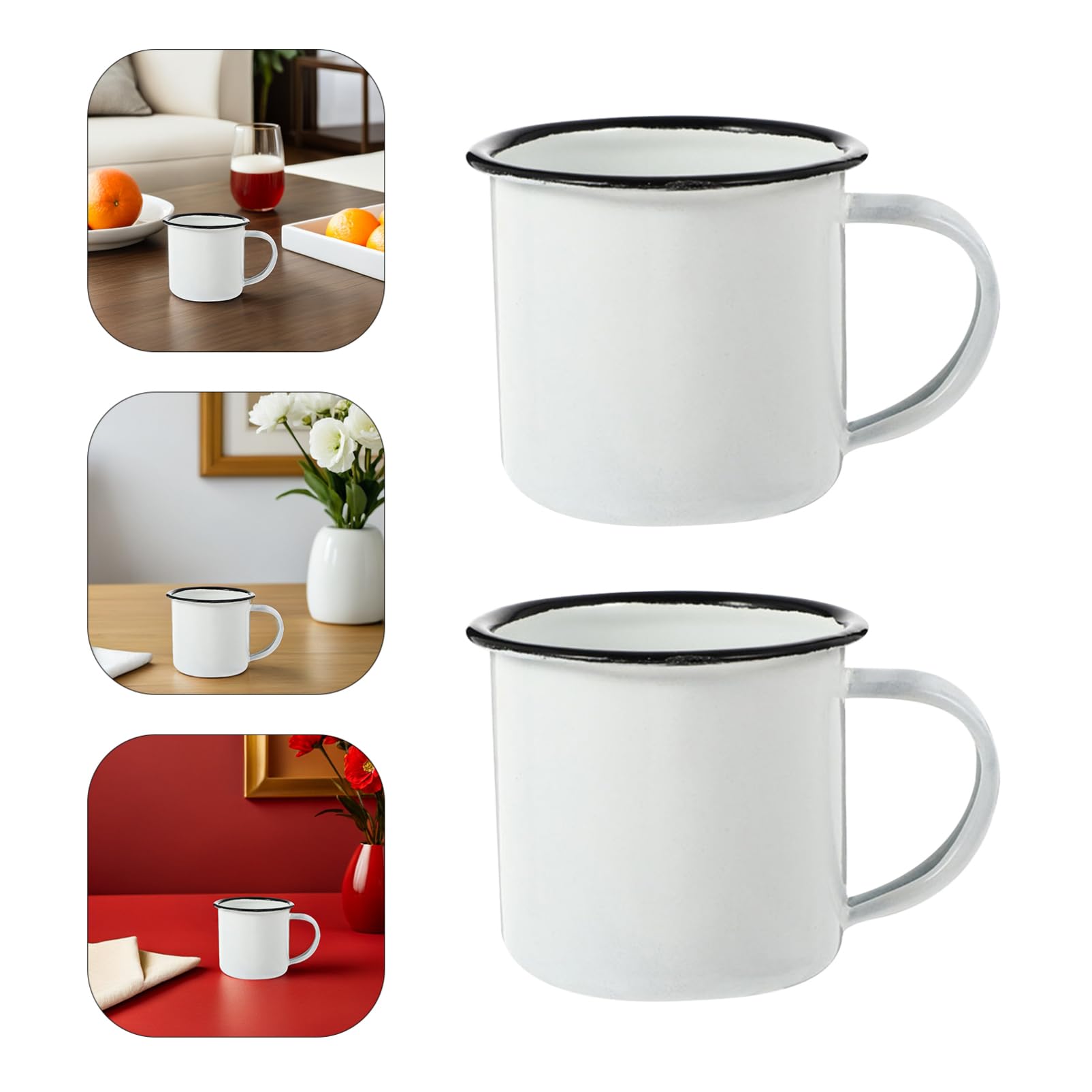 Abaodam 4 Sätze Vintage Emaille Tassen Handliche Wasserbecher Für Camping Alltag Rustikale Kaffeetassen Robustem Material Als Für Frauen 2 Stücke * 4