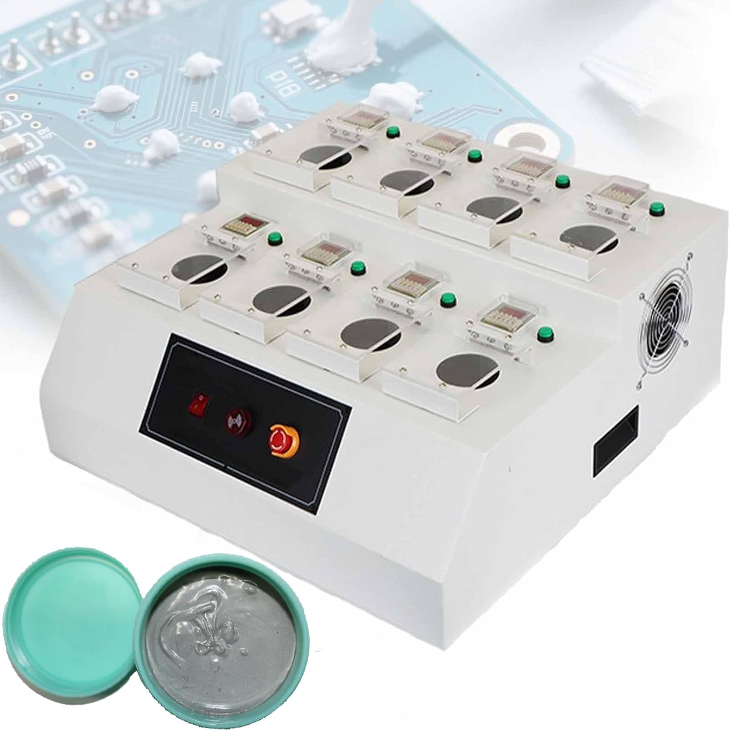 Máquina de recalentamiento inteligente multiestación for pasta de soldar, máquina de recalentamiento de pasta de soldar con pegamento rojo SMT, control independiente y soplado de aire natural(8 Holes)