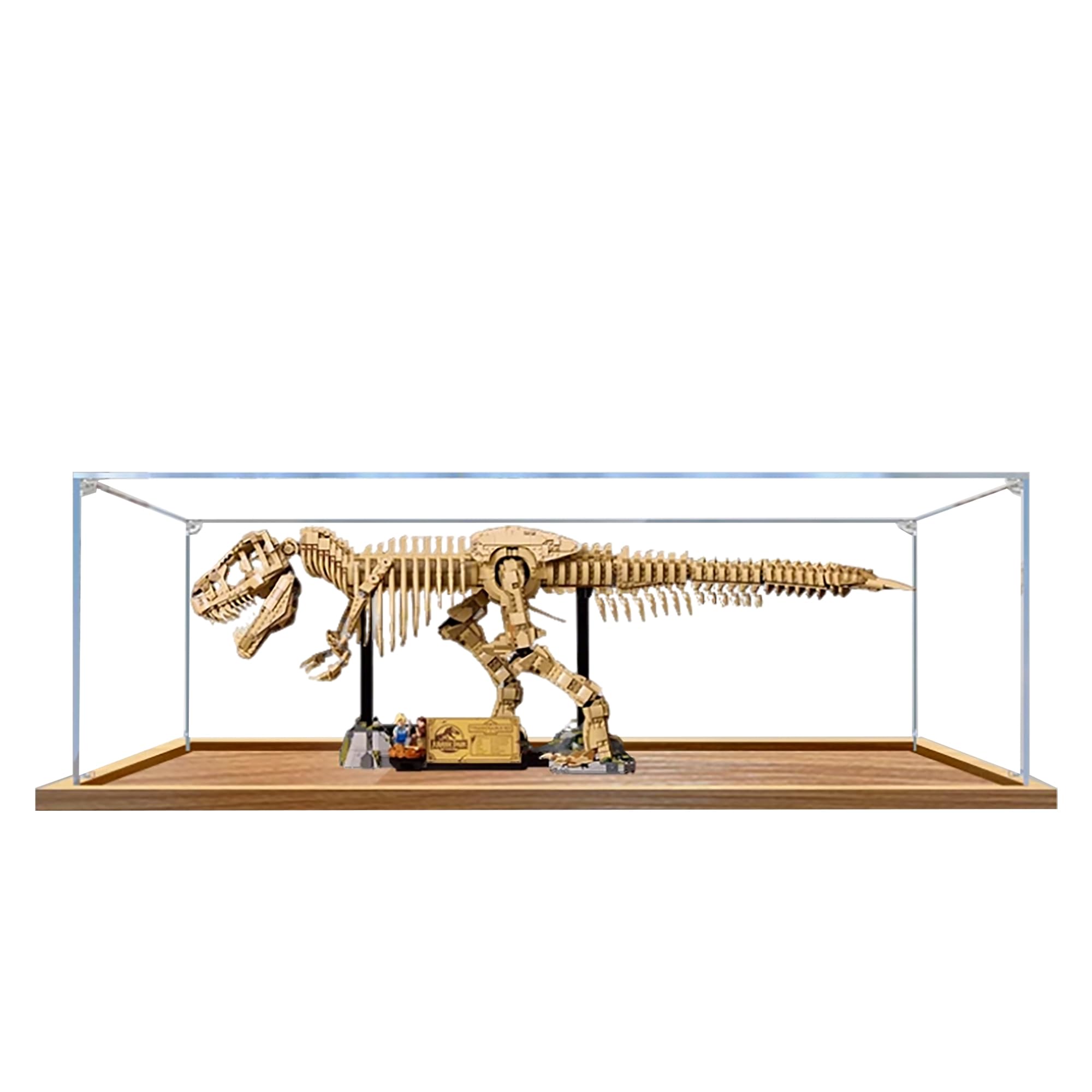 Qixindgyh Acrylic Display Case For Lego 76968 Dinosaur Fossil: Tyrannosaurus Rex Model, 3Mm Dustproof Display Box, Display Case Compatible With Lego 76968 (Model Not Included) (Wooden Base 3Mm)