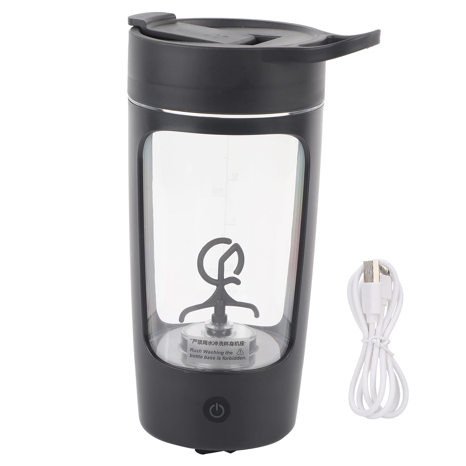 FLEXMAN Bouteille Shaker Électrique, Chargeur USB 650 ml, Mélangeur de Protéines Portable, Tasse de Mixage Pratique Polyvalente pour la Cuisine à la Maison, les Jus, le Lait (Noire)