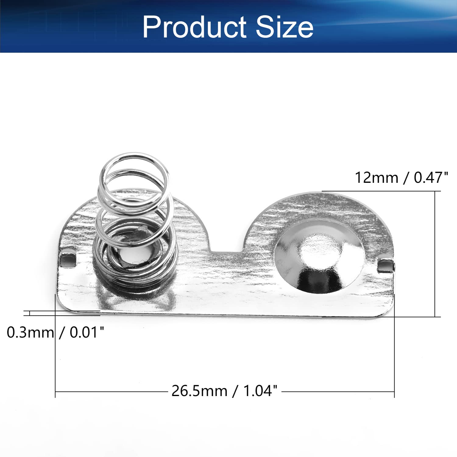 Heyiarbeit 50Pcs Battery Springs AA Metal Contact Plate Replacement Negative to Positive Conversion Spring Contact for Remote Control Battery Charger Inner Semicircle Nickle Plated 26.5x12mm