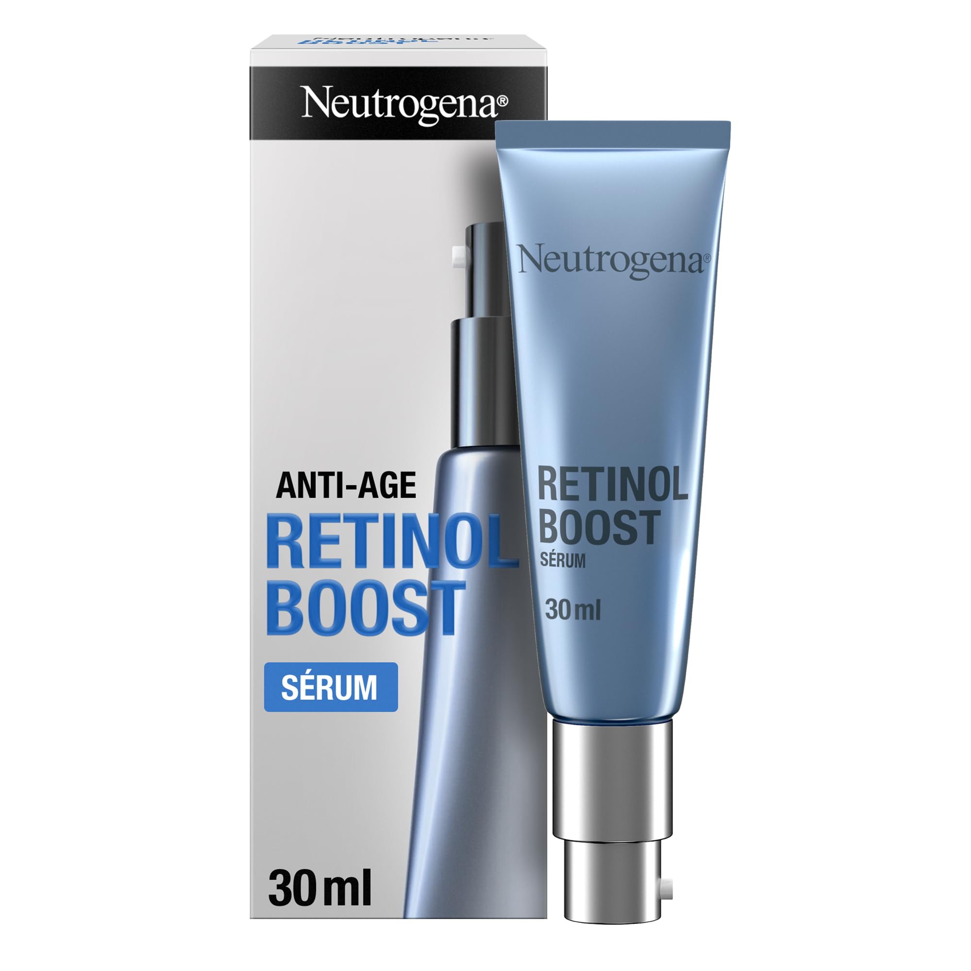 Neutrogena Anti-Age Retinol Boost Serum (15 ml), serum facial con retinol puro y ácido hialurónico, serum antiarrugas para una piel más joven