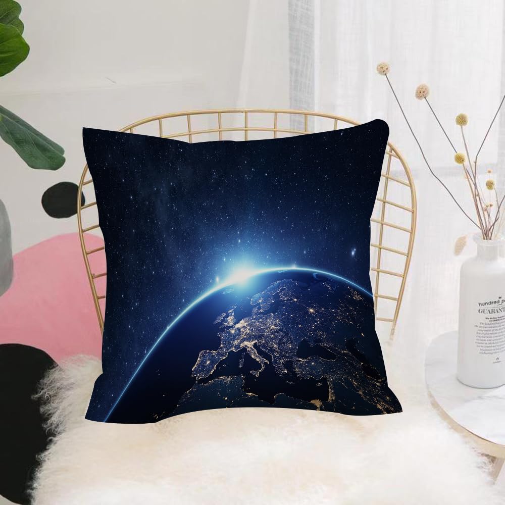 HYMSXW Cushion Cover,Throw Pillow Case Home Decorative for Living Room Bedroom Sofa Chair 20X20 Inch,Earth, planet of space at night ic astronomy on the theme Etherealstella,Pillowcase 50X50cm