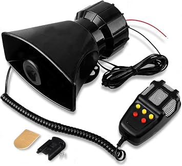 Zone Tech 5 Tone Sound Car Siren Vehicle Horn with Mic PA Speaker System Emergency Sound Amplifier -Electric Ambulance/Horn-Hoote/Siren/Traffic Sound with PA Microphone System