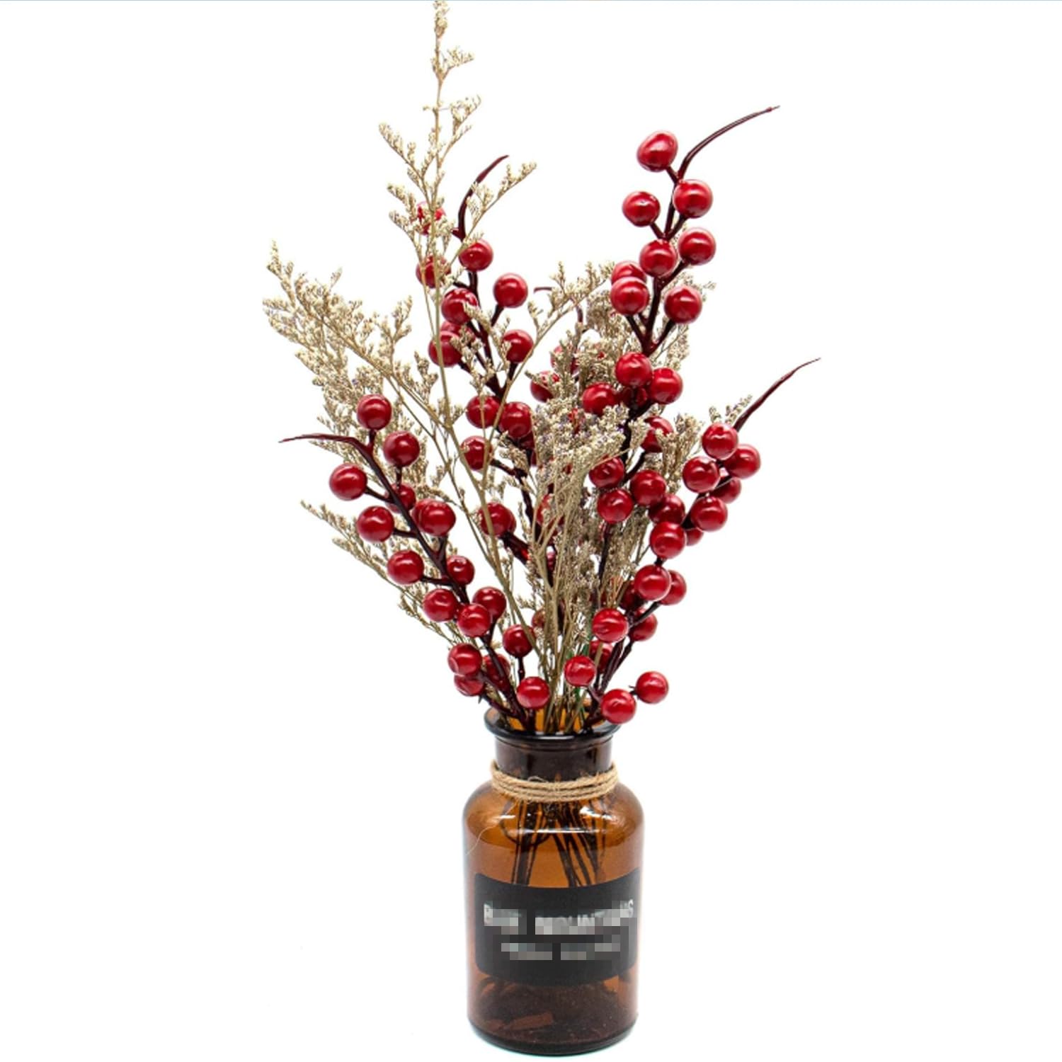 AUEAR, Lot de 20 tiges de baies rouges pour décorations de sapin de Noël, travaux manuels, vacances et décoration d'intérieur