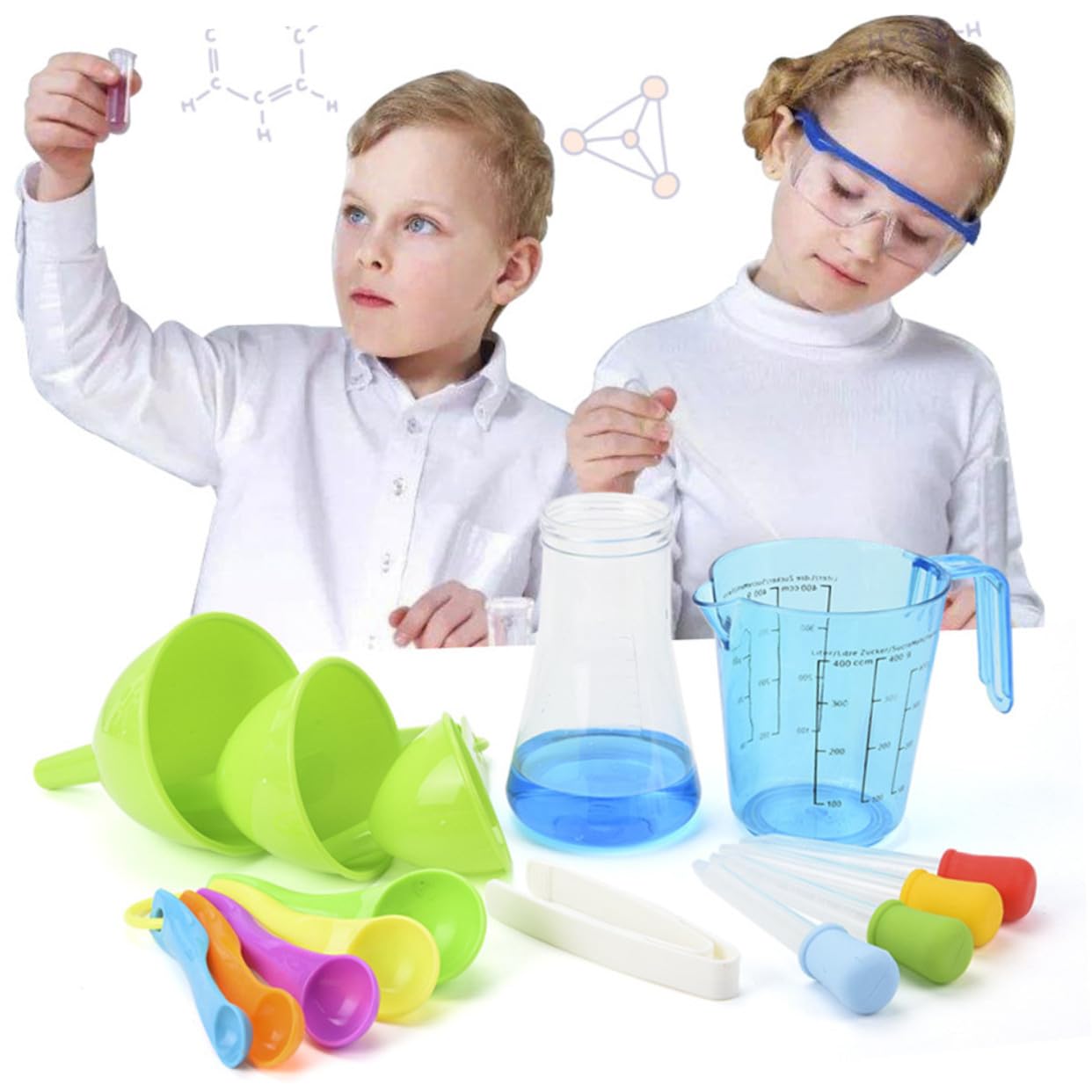 ERINGOGO Kit Scientifique pour Garçon Fille Ensemble Expériences de Chimie Éducatif Stem et Réutilisable pour Éveil Scientifique et Jeux de Rôle Couleur Aléatoire Couleur Aléatoire
