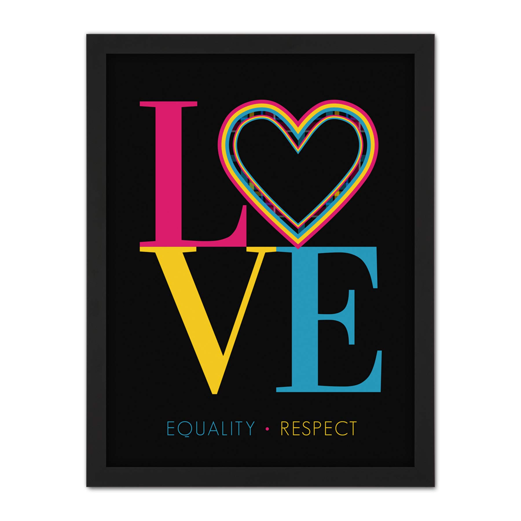 Wee Blue Coo Who Cares Scotland Love Equality Respect Heart Tartan Artwork Framed Wall Art Print 18X24 Inch