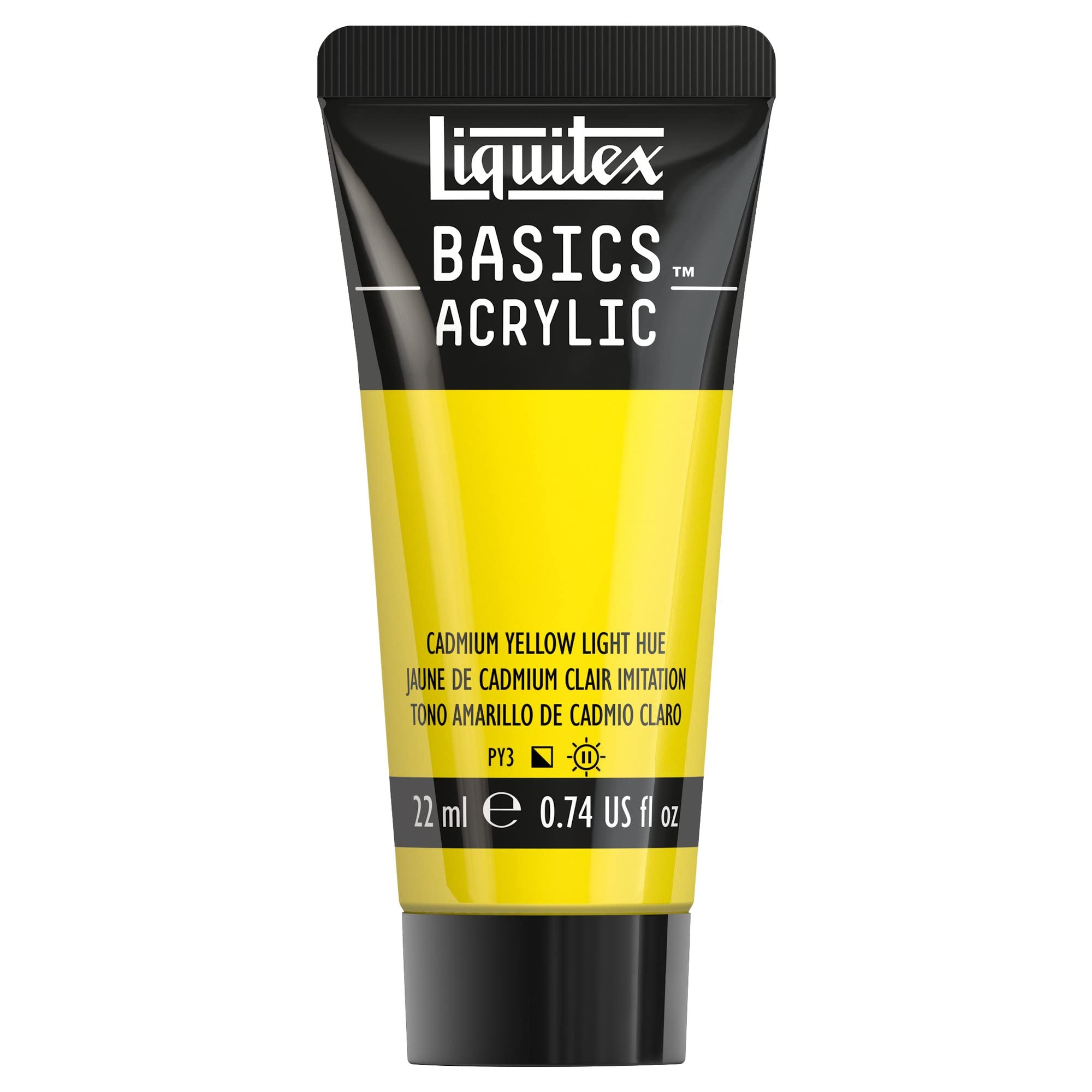 Liquitex Cadmium Yellow Light Colour 8870453 Basics Acrylic Paint - Cadmium Yellow Light Shade - 22 Ml Tube, Non-Fading, Medium Viscosity, Silk Gloss, Mono-Pigmented, Archival Quality