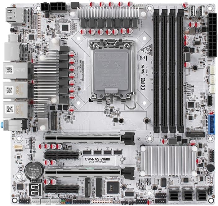 Image of W680 12 Bay NAS ATX10Gbps Server NAS Motherboard Workstation /Server Grad Four ddr5 Two hdmi Two dp, 2x2.5G 3xnvme Support vPro Remote Management Function（Motherboard+3xSFF8643