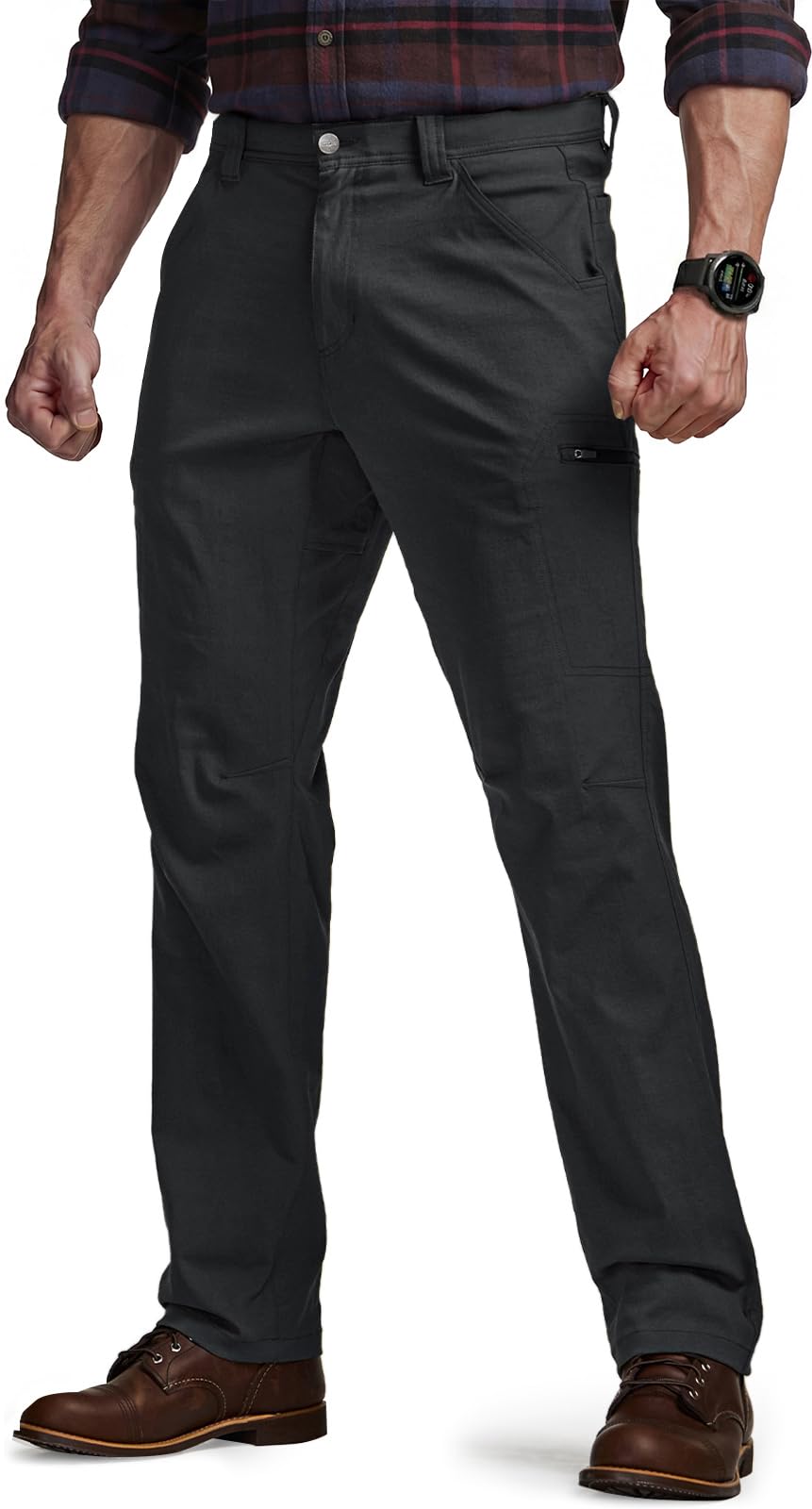 CQR Men's Vent Stretch Pants, Quick Dry Lightweight Casual Cargo Pants, Water Resistant Straight-Fit Utility Work Pants