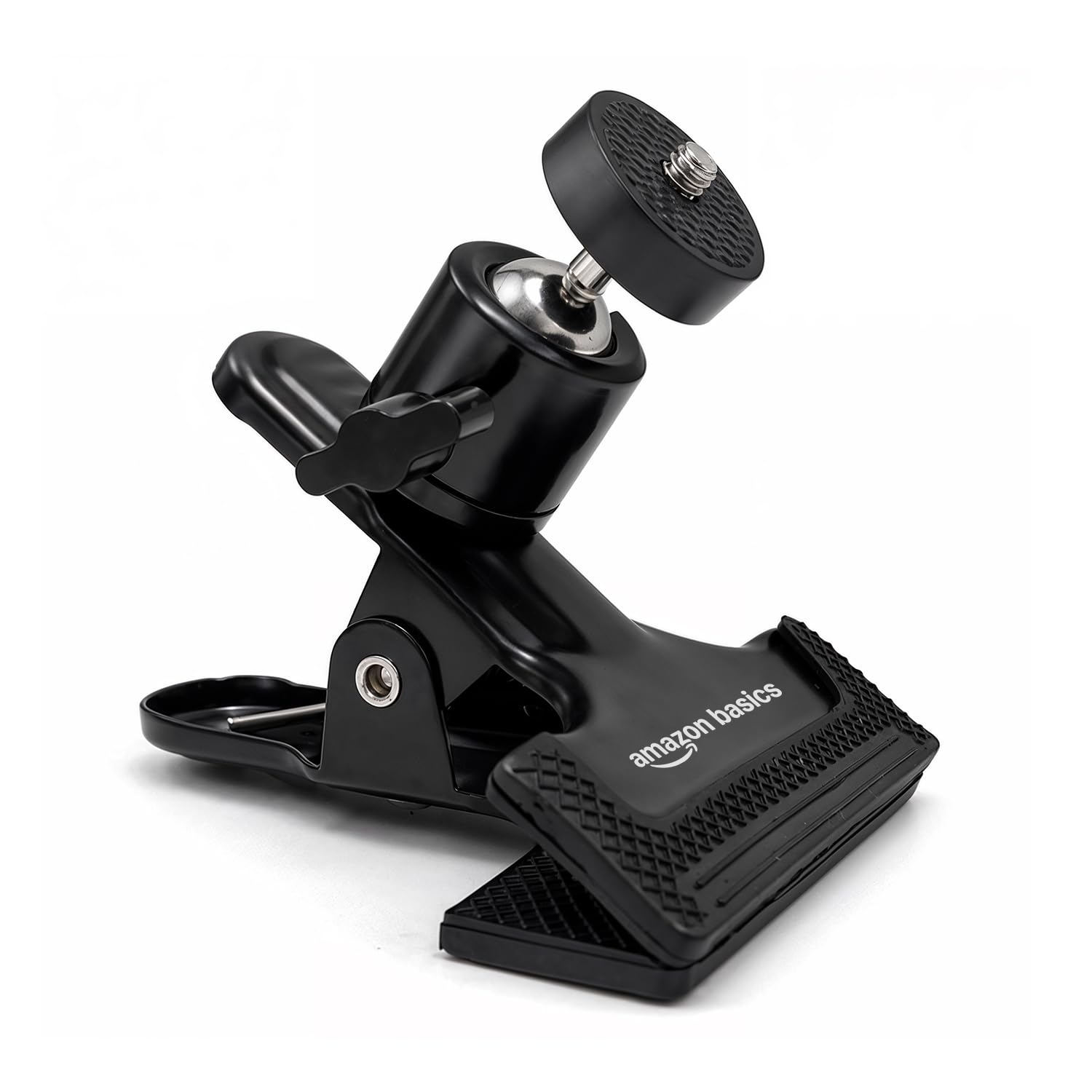 amazon basics Metal Spring Clamp Camera Mount with 1/4" Ball Head & Shoe Mount, 360° Swivel, for DSLR, Studio Backdrop, Flash, LCD Monitor, Photography & Videography-image-6