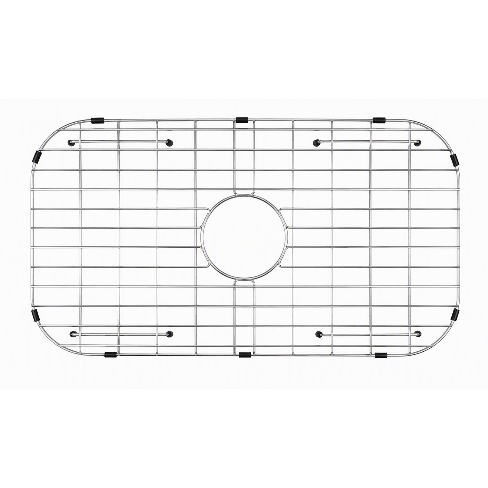 SANYCASA Edelstahl Küchenspüle Gitter - 66-0,3 cm x 35,6-1 cm Spülbecken Schutz für Einzelbecken - Mittelablauf, 7,6-1,3 cm Eckradius, langlebiges Spülenrost & Abtropfgestell für Glaswaren