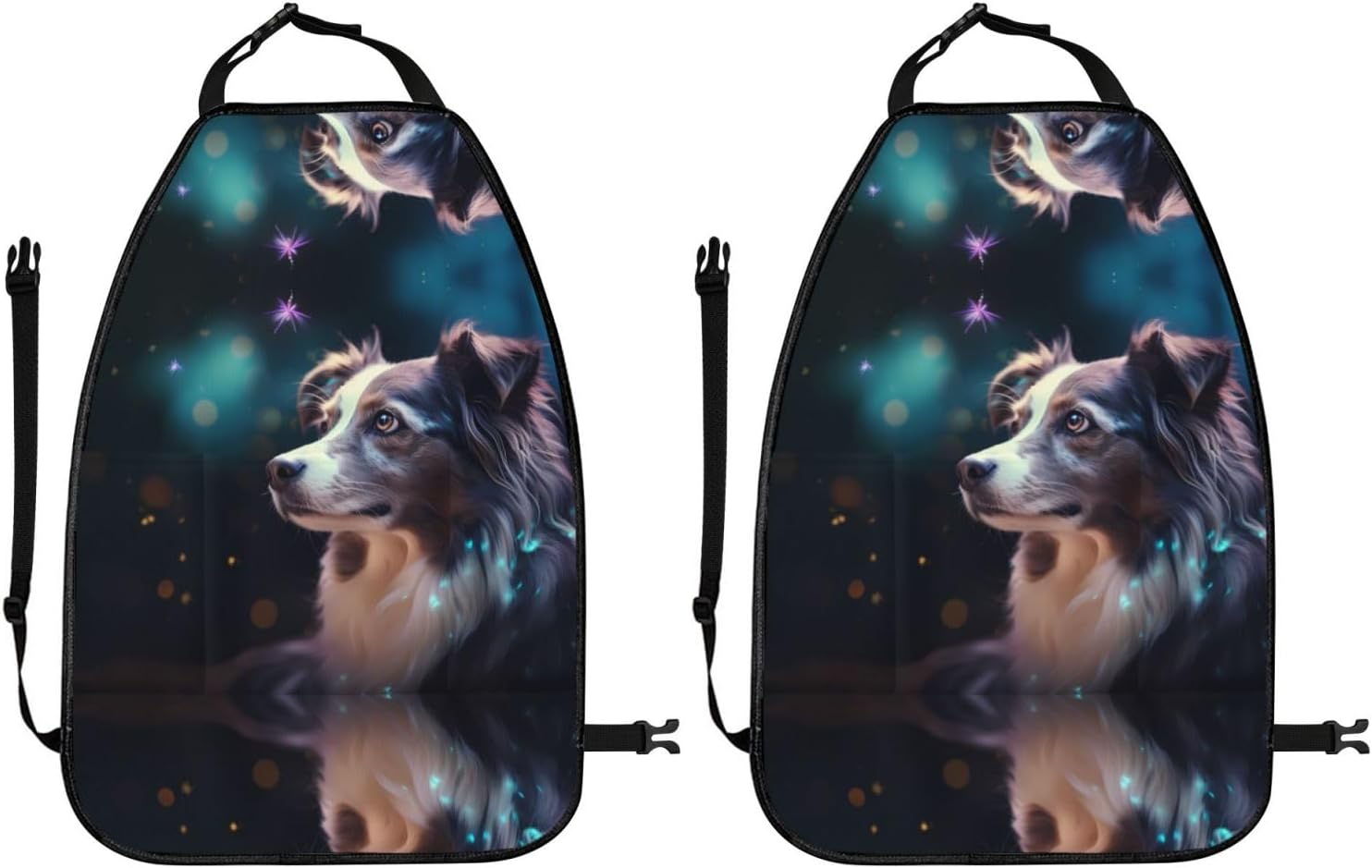 Funny Pet Dogs Prints 2-Pack Car Backseat Organizer Universal Fit Kick Mats Protector - Heavy Duty Waterproof & Stain Resistant Storage Accessories image 2