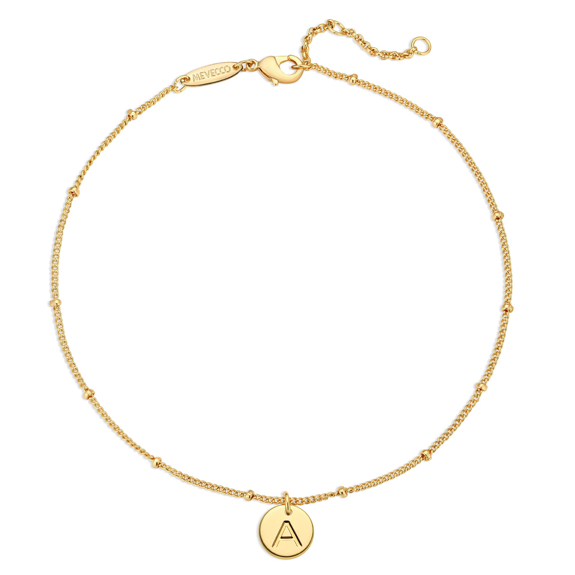 Mevecco Dainty Gold Beaded Anklets For Women Initial Anklet