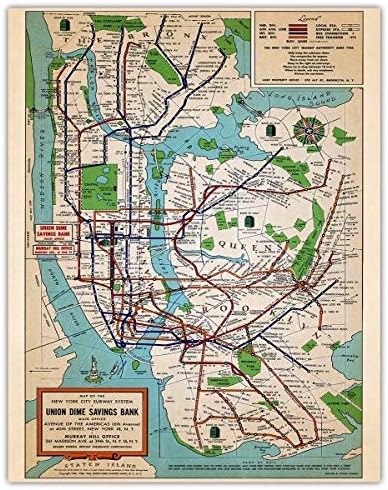 Vintage New York Subway Wall Art: Unique Map, Travel & Adventure Prints for Home, Office, Living Room & Bedroom Decor - Gift Idea for Retro, Boho & Modern Poster Fans | Unframed Posters 11x14