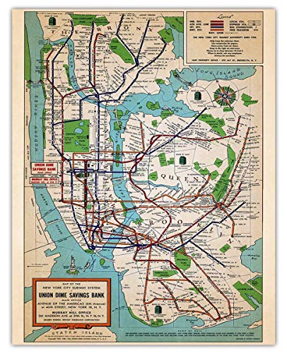 Vintage New York Subway Wall Art: Unique Map, Travel & Adventure Prints For Home, Office, Living Room & Bedroom Decor - Gift Idea For Retro, Boho & Modern Poster Fans | Unframed Posters 11X14 #TOP11