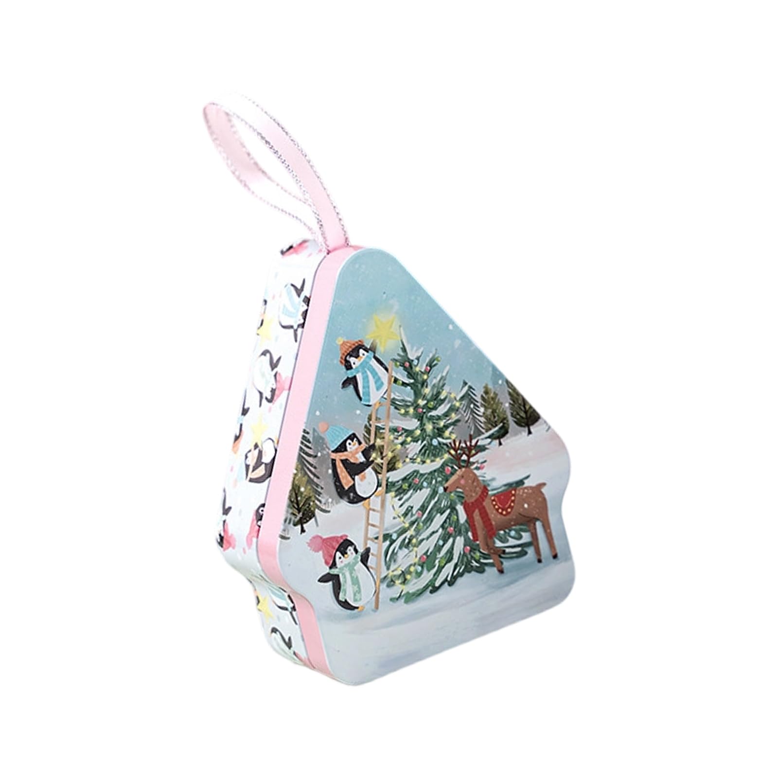 Tsophreniq Kids Friendly Christmas Candy Holder Sturdy Tinplate Metal Container for Efficient Gift Packaging Tinplate Decorative Jar