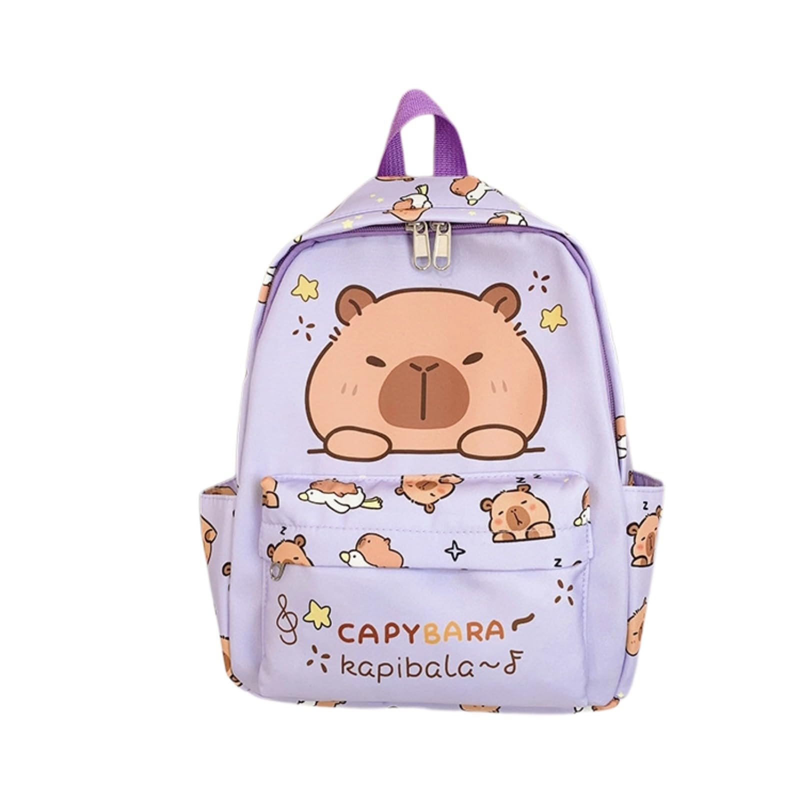 BlingKicks Capybara Car Rabbit Sleep Moon Artistic Print Large Capacity Stress-Relief Backpack for Adults Ita Bag (Purple)
