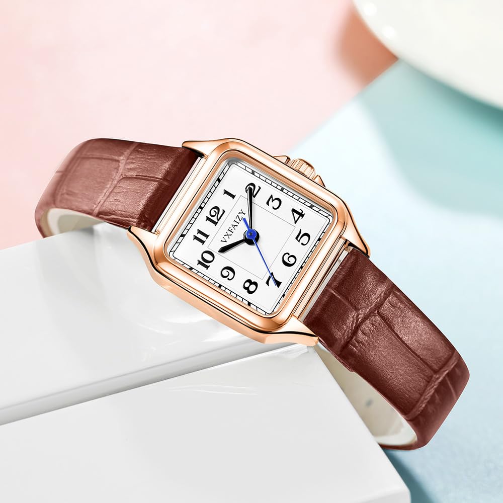 Orologio Da Donna Quadrato Delicato Con Numeri Arabi Facili Da Leggere, Orologio Da Vestito Da Donna
