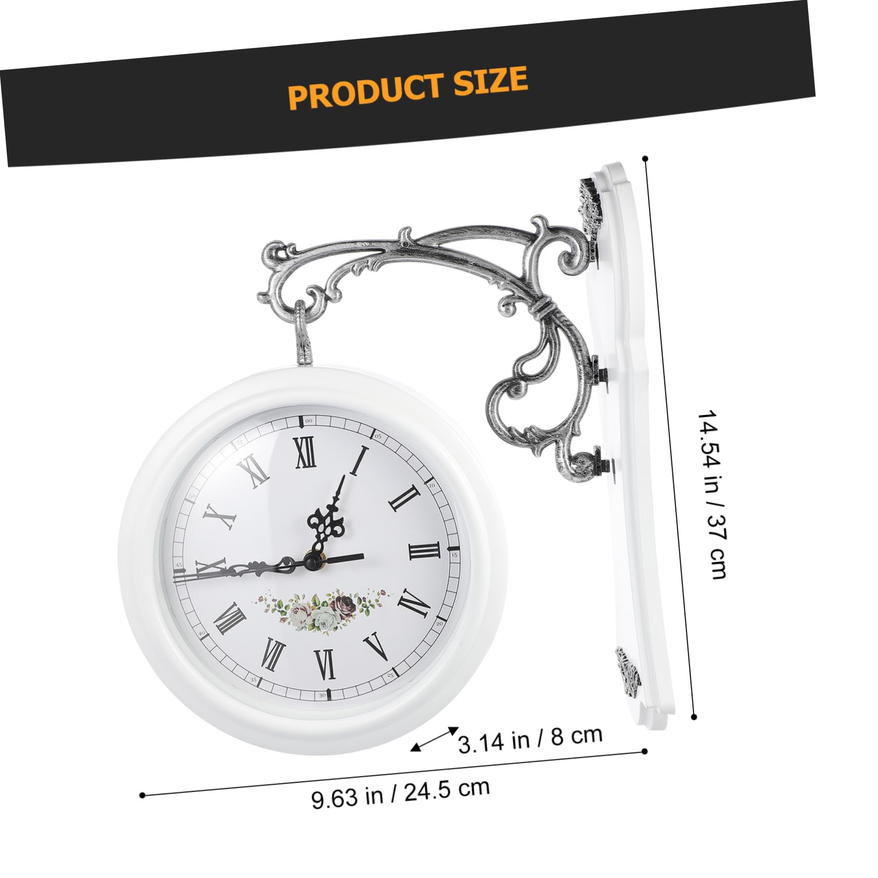 Orologio da Parete e Vetro Trasparente Stile Retrò Bianco Bifacciale Numeri Grandi Orologio Creativo per Ufficio e Sala Riunioni