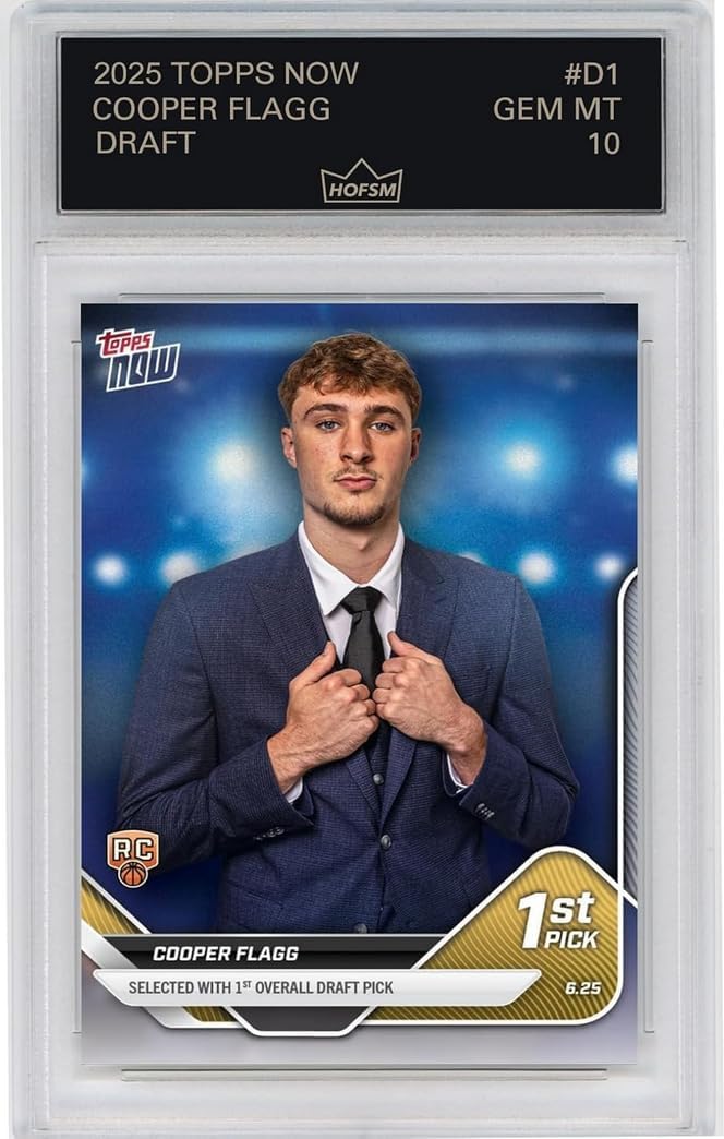 Graded 2025 Topps Now Cooper Flagg #D1 Draft Dallas Mavericks Rookie RC Basketball Card HOFSM 10 Gem Mint