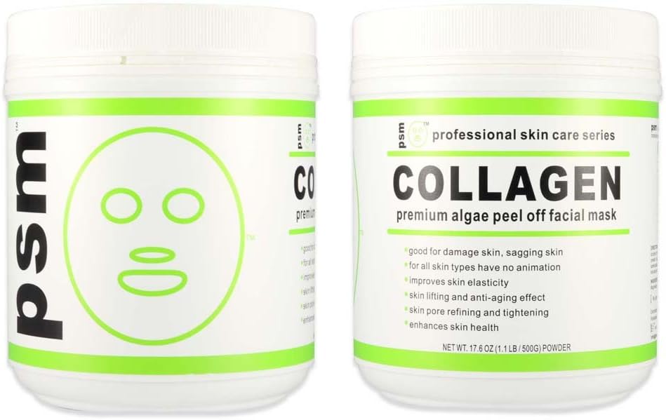 (Set of 2) psm COLLAGEN Premium Algae Peel Off Facial Mask Powder for Professional Skin Care 17.6 OZ (1.1LB / 500g)