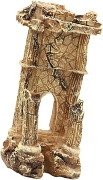 Aquarium Roman Column Decor Vintage Fish Tank Ornament Resin Ruin Landscape Accessory for Aquariums Stable Base 4.13X1.96X1.37In