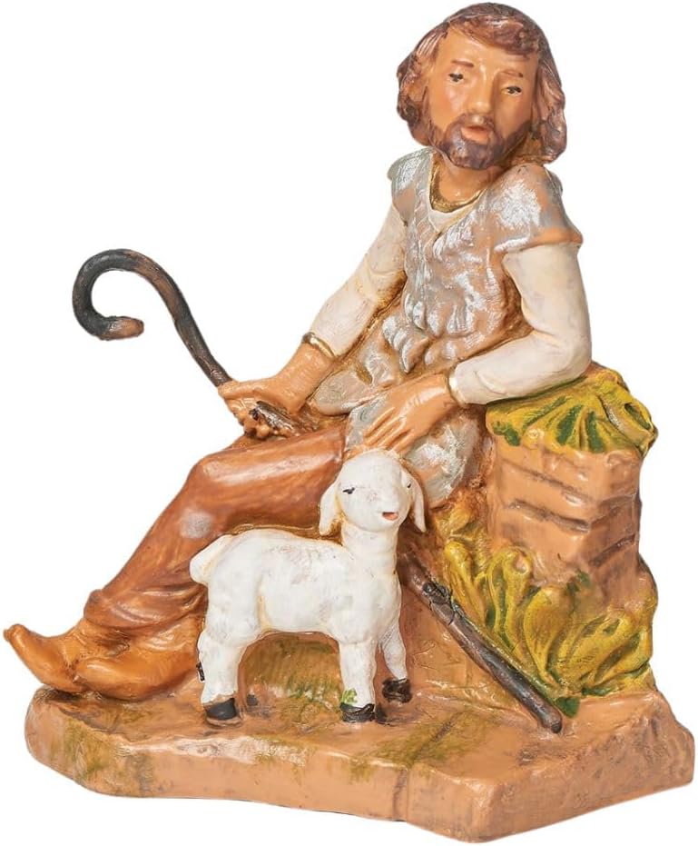 Roman Fontanini 5-Inch Father Shepherd Callum Figurine – Hand-Painted Nativity Scene Accessory – Christian Christmas Decoration