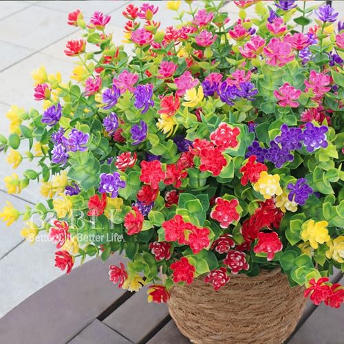 BCBLF 12 Bundles Artificial Fake Plants Flowers, Realistic Flowers Not-Fading and UV Resistant Artificial Flowers for Outdoor Indoor Décor Porch Patio Garden and Home Decoration — view 3
